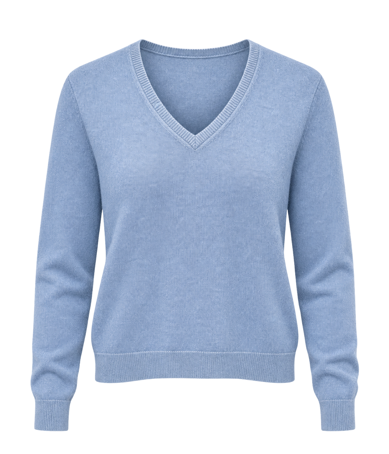 Light Cashmere Fitted V Neck Pullover In Tuareg
