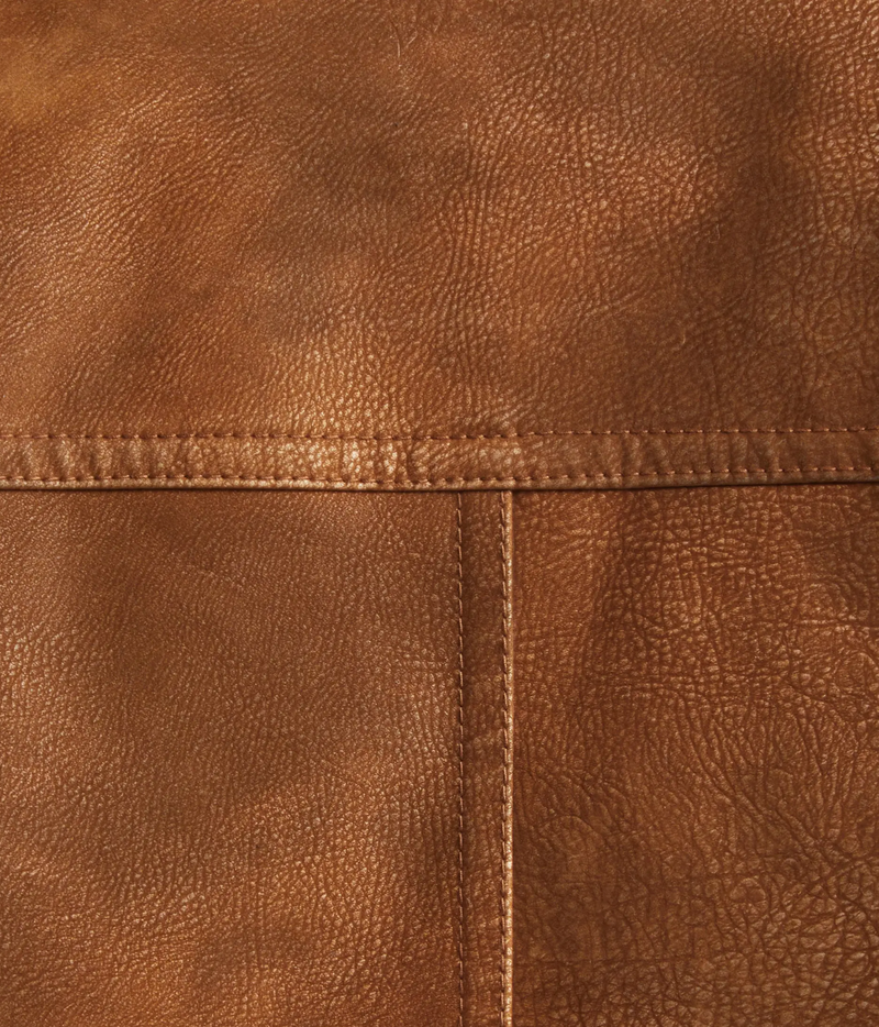 close up shot of leather-like jacket - Belma Jacket In Brown