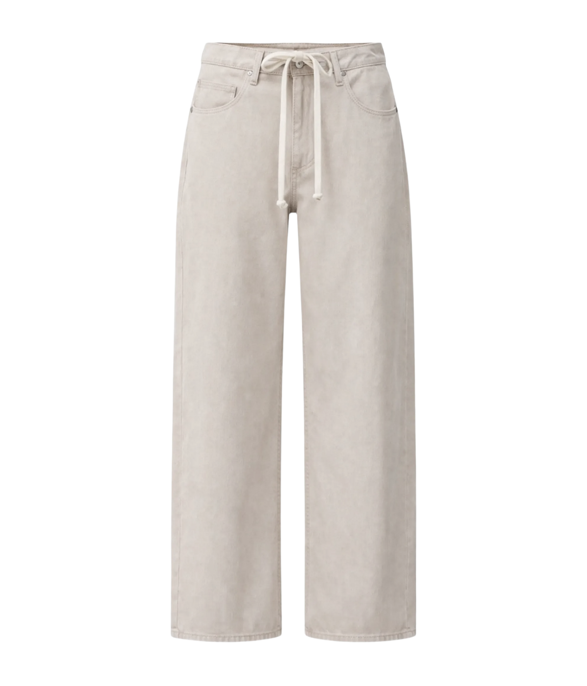 Brynn Drawstring Linen Trouser In Pale Stone