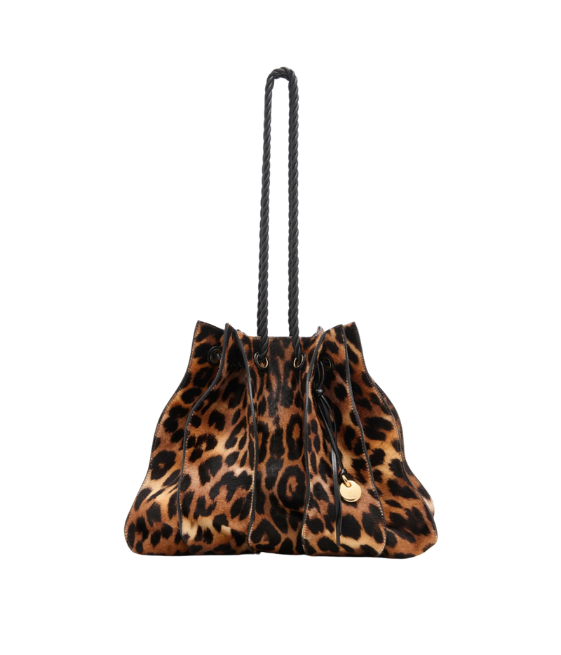 Adria Large Drawstring Tote In Leopard