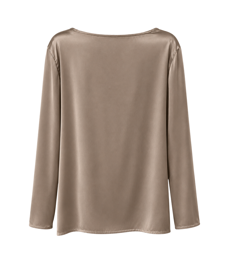 Hand Painted Silk Blouse in Taupe