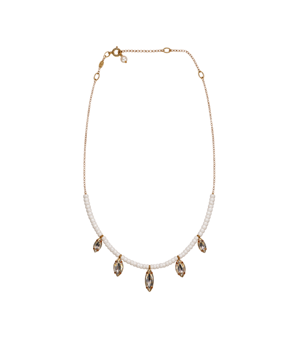 Beaded Crystal Necklace in White