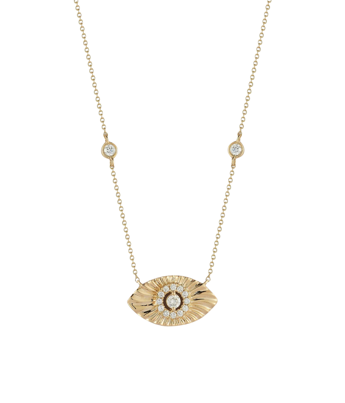 Teddi Paige Bezel Evil Eye Necklace in 14k Yellow Gold