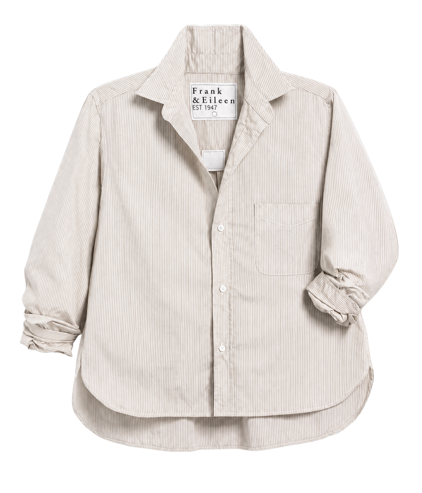 Silvio Untuckable Button Up Shirt in Tan Stripe