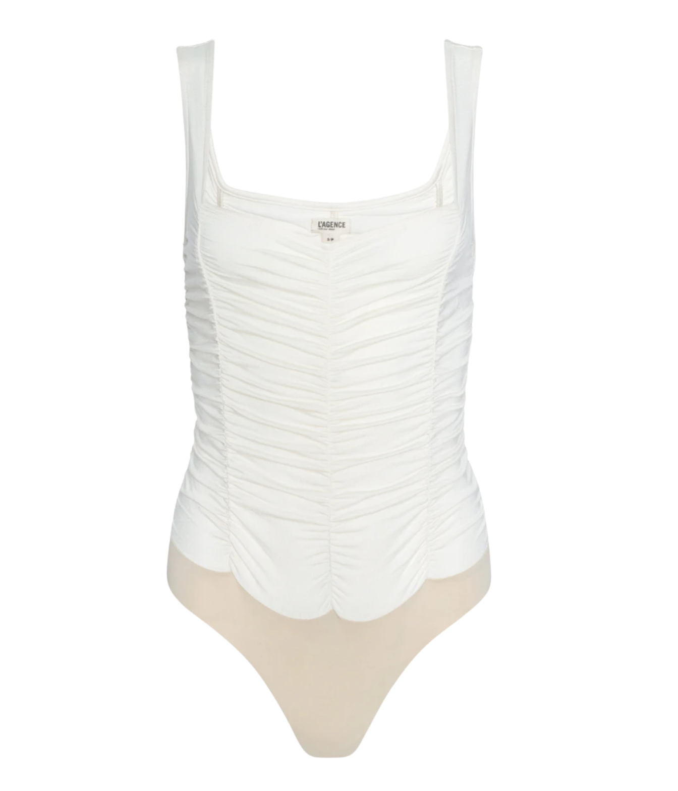 Mixie Ruched Bodysuit In Vintage White