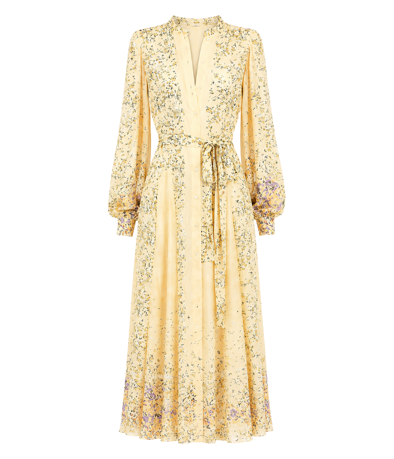 Tessa Long Sleeve Silk Dress In Forsythia