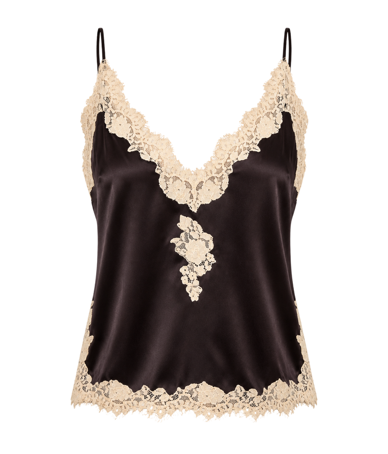 Kira Top In Equestrian Brown With Cream Lace