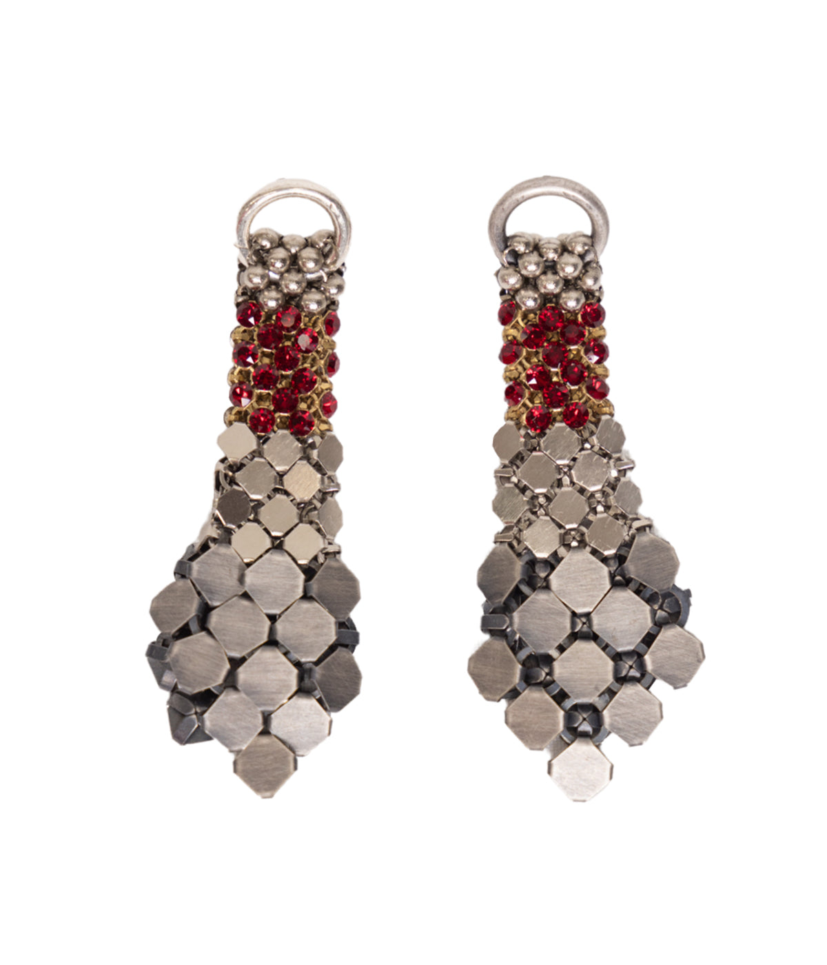 Sophie Earrings in Silver & Red