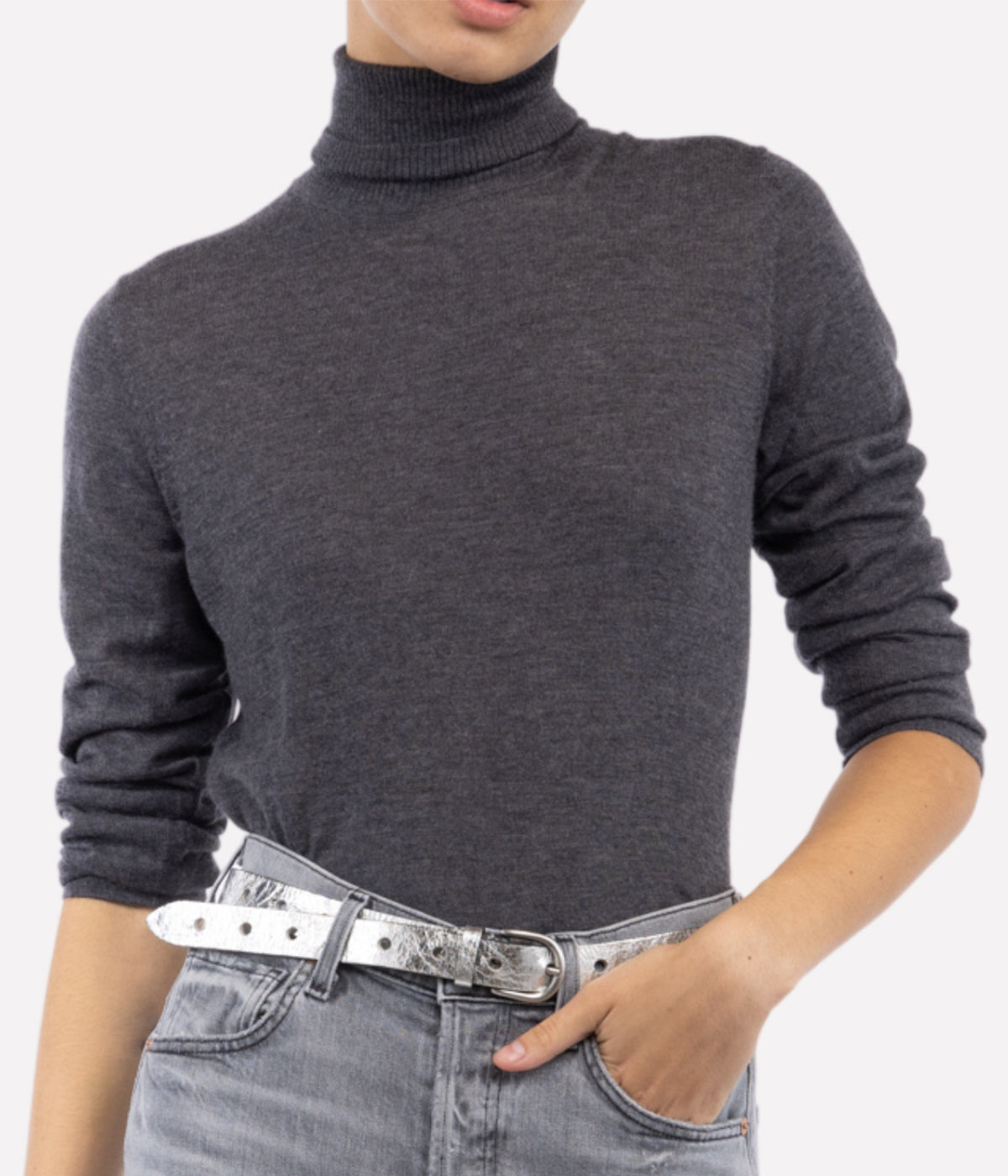 Baby Cashmere Turtleneck in Charcoal