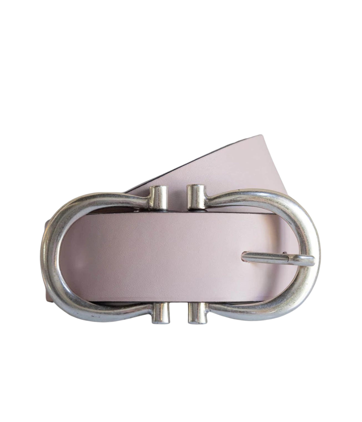 womens designer leather belt featuring a double horsehoe buckle