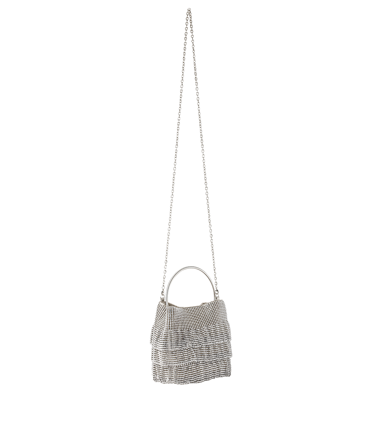 Soleil Ruffle Bucket Bag in Crystal