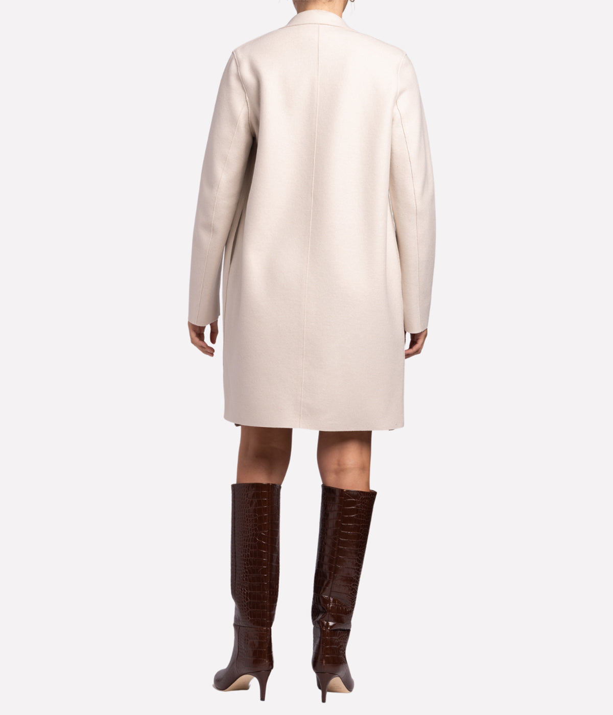 Coccon Coat Light Pressed Wool in Cream