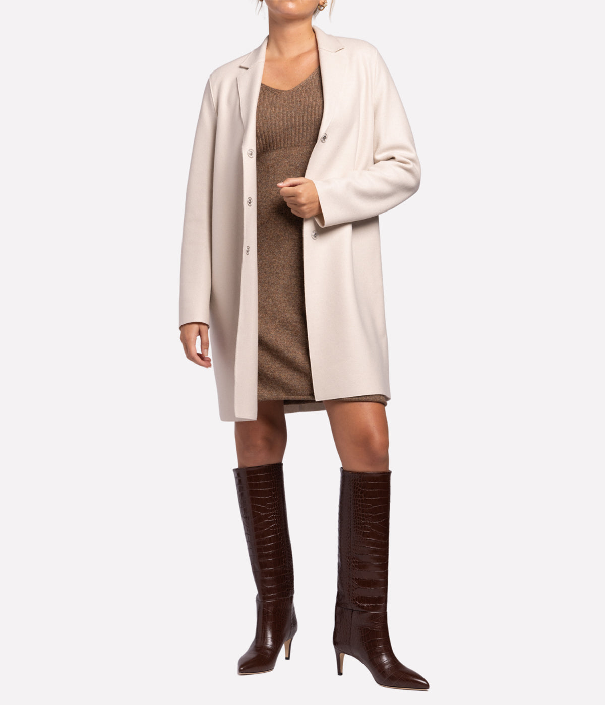 Coccon Coat Light Pressed Wool in Cream