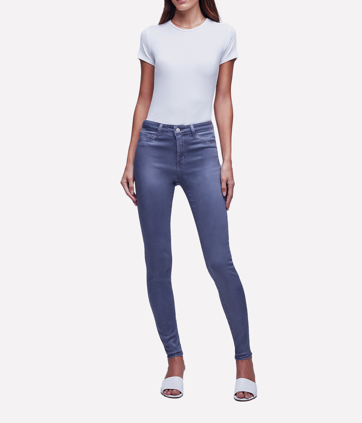 Marguerite High Rise Skinny in Gris Coated