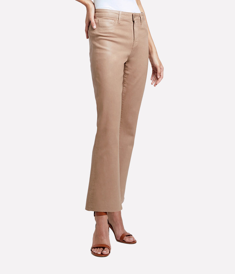 Kendra High Rise Crop Flare in Cappuchino Coated