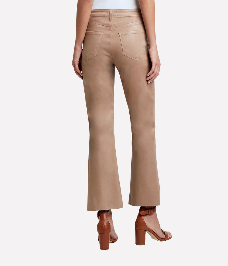 Kendra High Rise Crop Flare in Cappuchino Coated