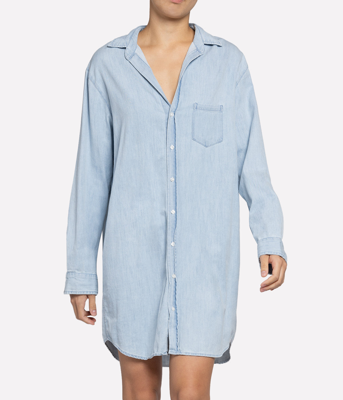 Mary Woven Denim Button-Up Dress by Frank & Eileen – Hand-Dyed Chambray Shirt Dress in 100% Italian Cotton, Long Sleeves, Just Above Knee Hemline