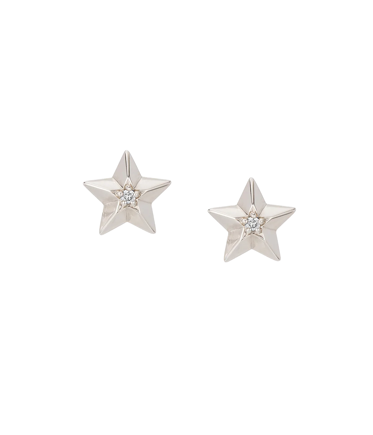 3D Diamond Star Posts in Sterling Silver