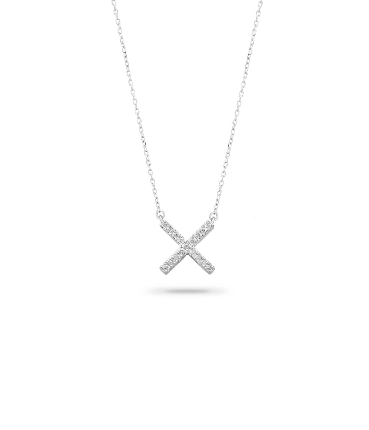 Pave X Necklace in Silver