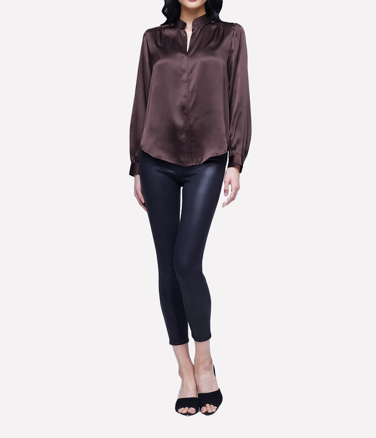 Bianca Long Sleeve Blouse in Chocolate