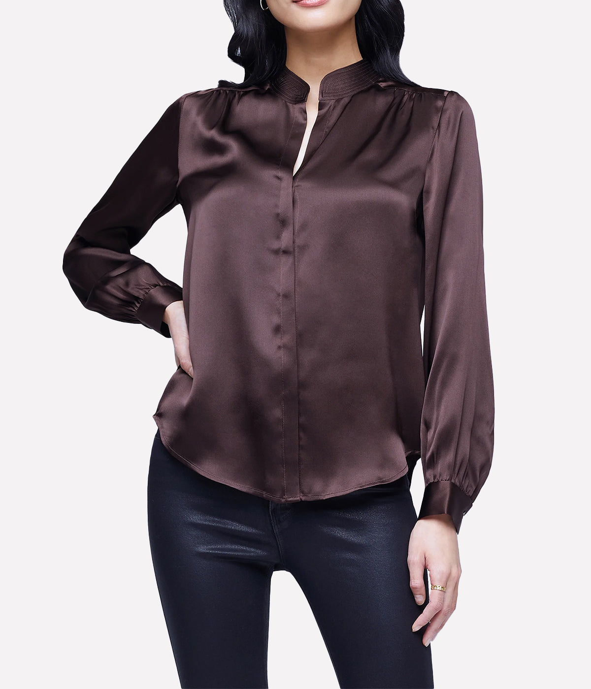 Bianca Long Sleeve Blouse in Chocolate