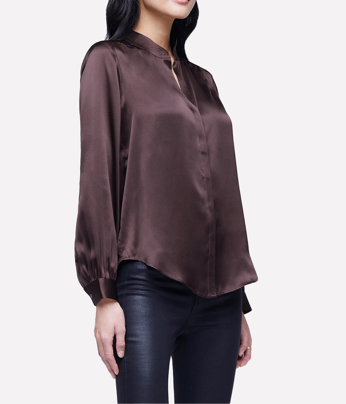 Bianca Long Sleeve Blouse in Chocolate