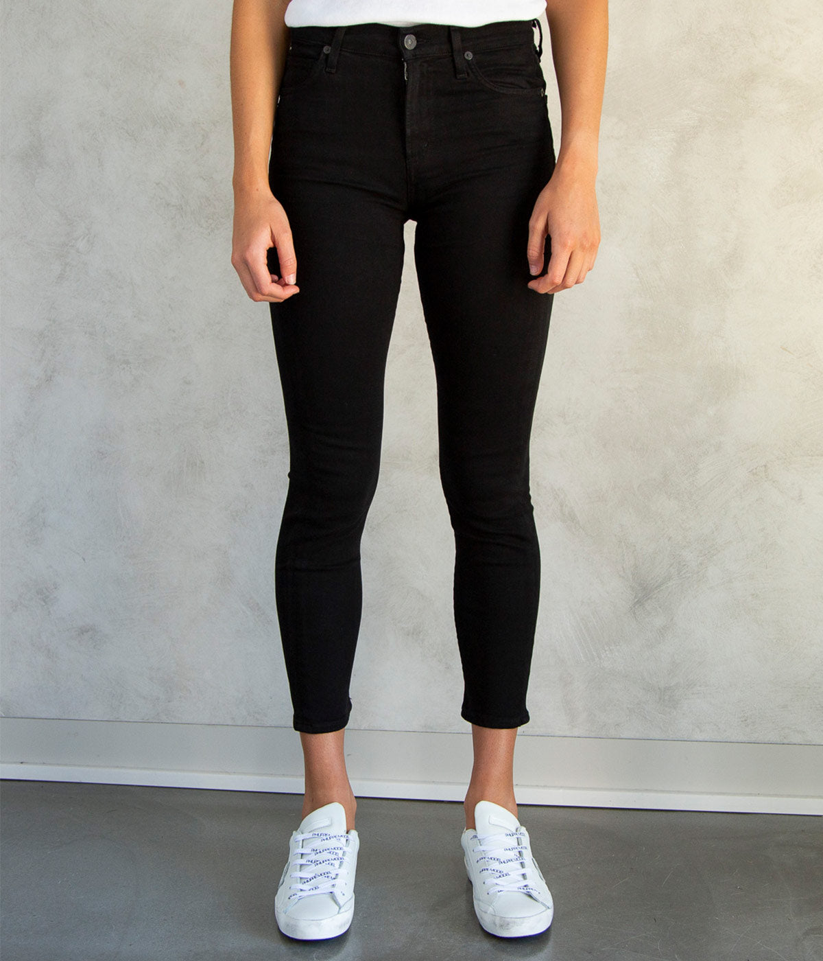 Harlow Ankle High Rise Slim Jean in Plush Black