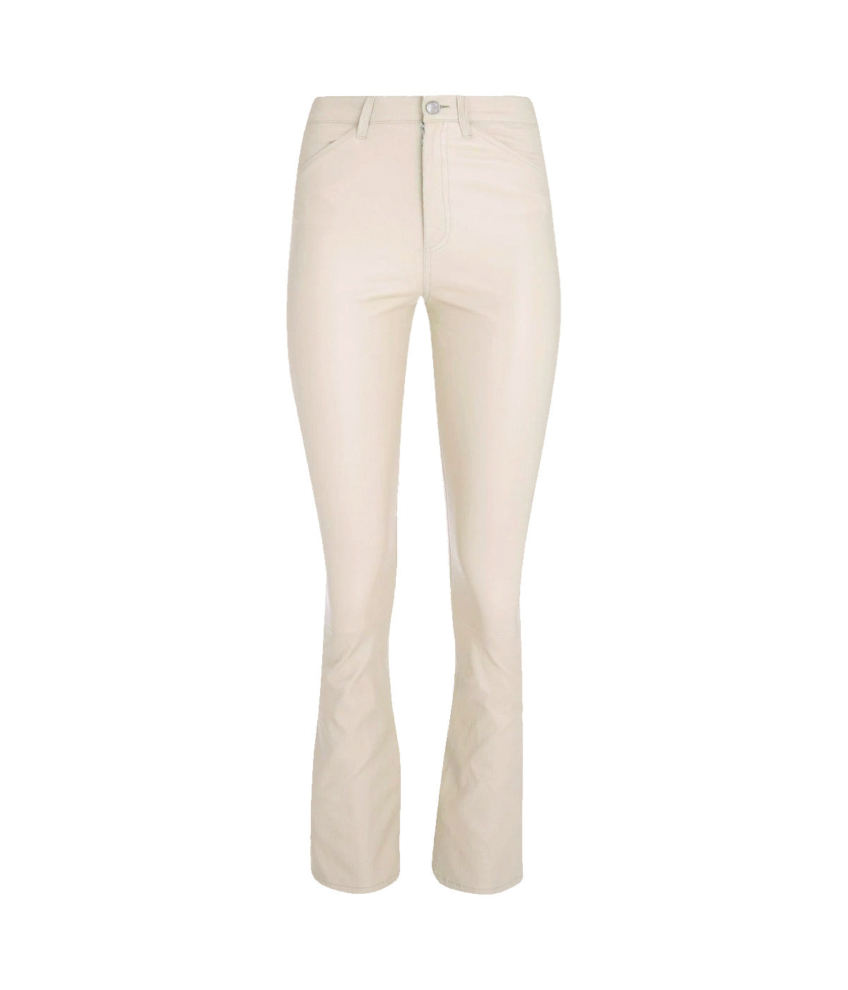 5 Pocket Crop Flare Leather Pant in Off White