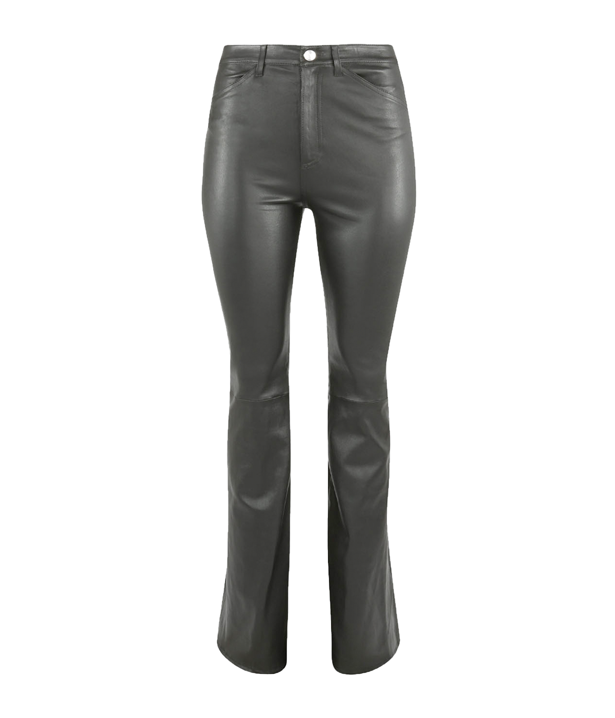 5 Pocket Micro Flare Leather Pant in Black