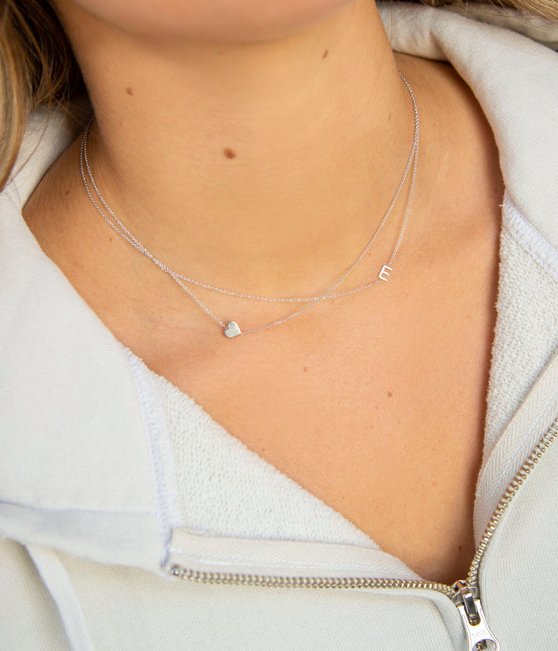Initial Necklace in White Gold
