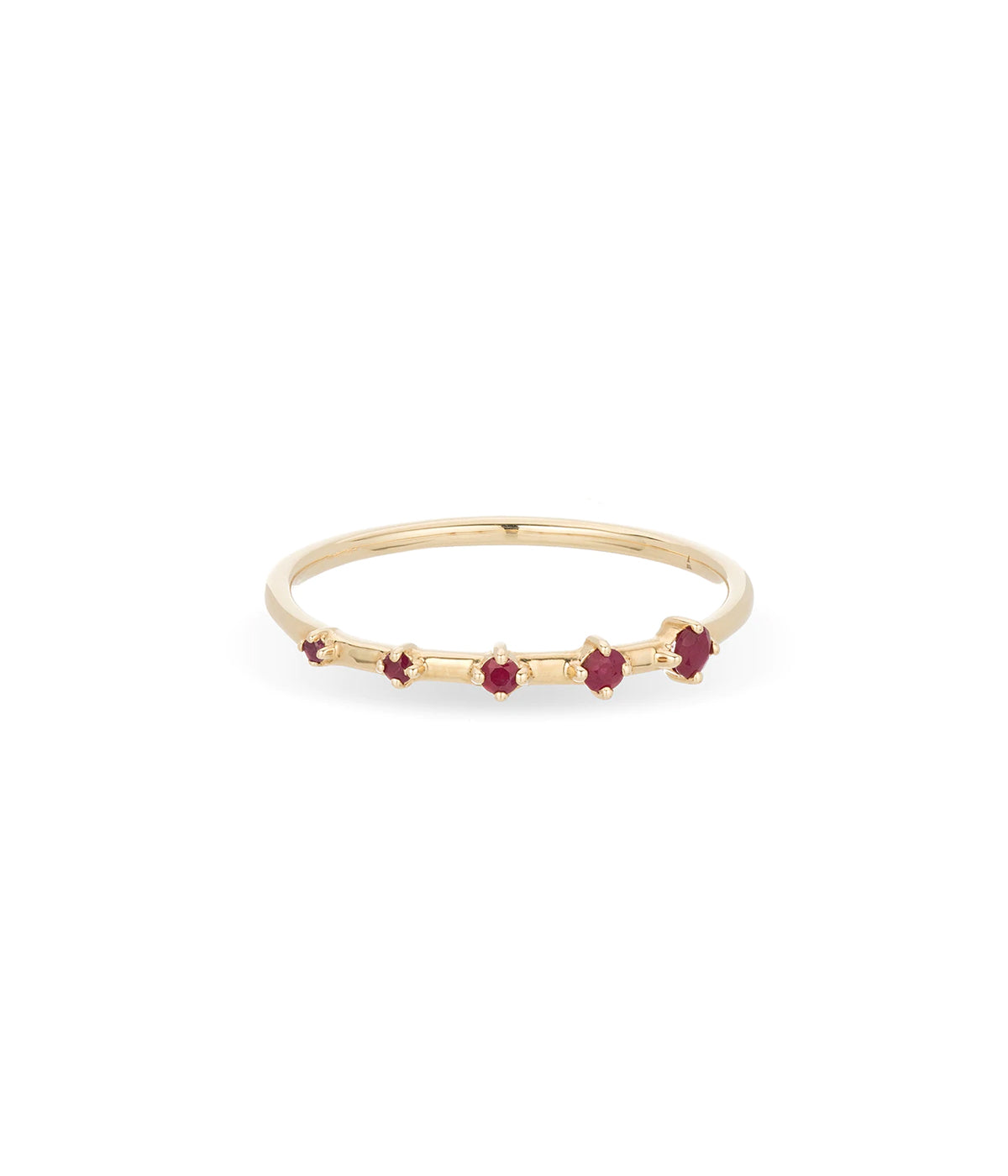 Amalfi Graduated 5 Ruby Stacking Ring in Yellow Gold