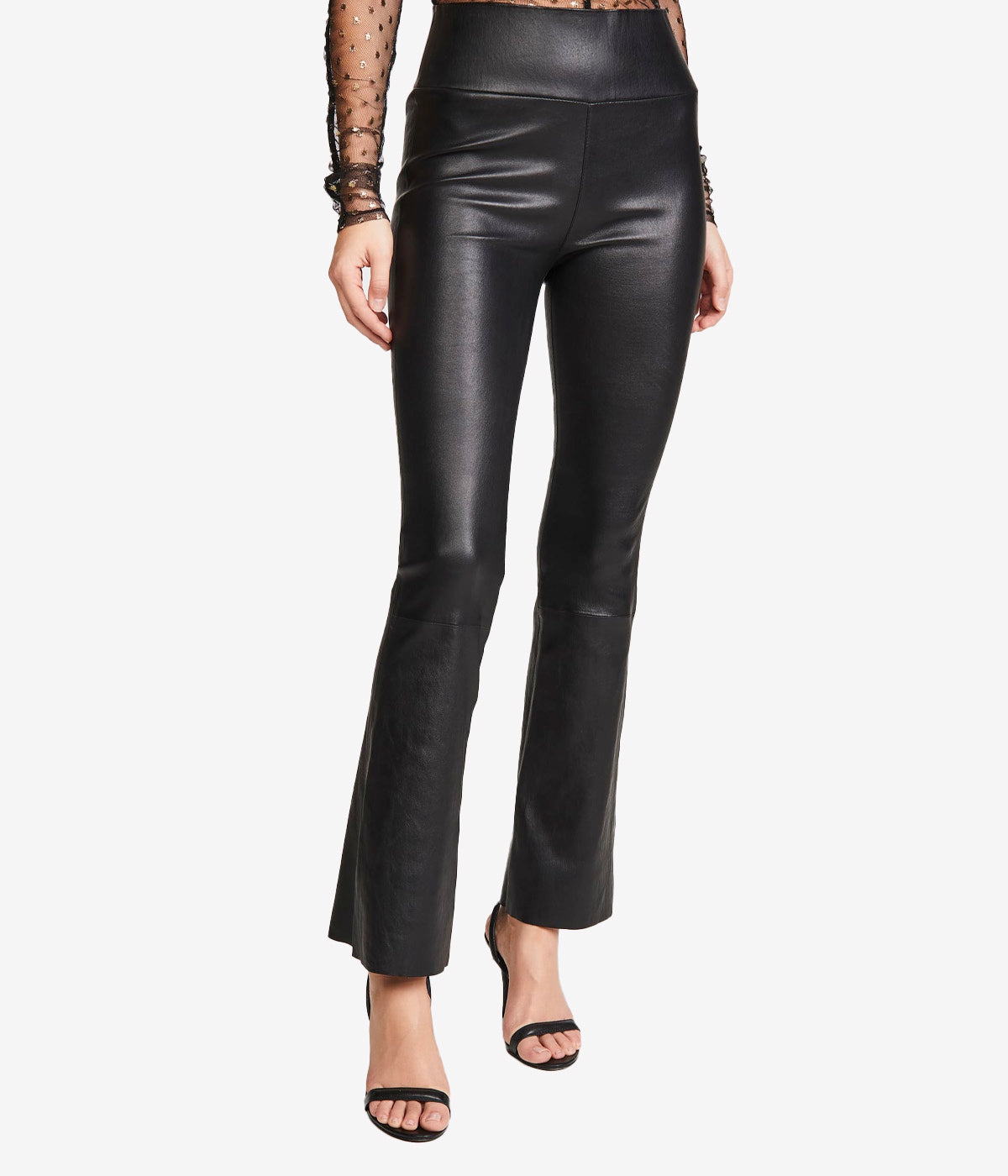 Ankle Flare Leather Legging in Black