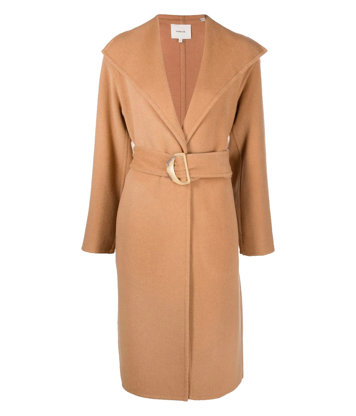 Belted Drape Coat in Almond