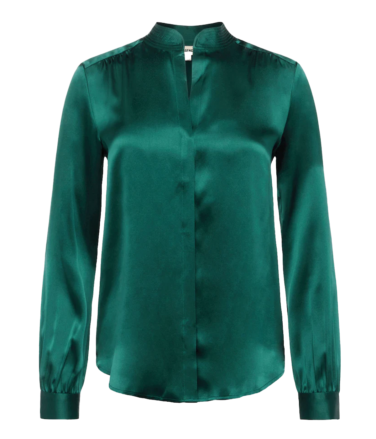 Bianca Band Collar Blouse in Bontanical Green