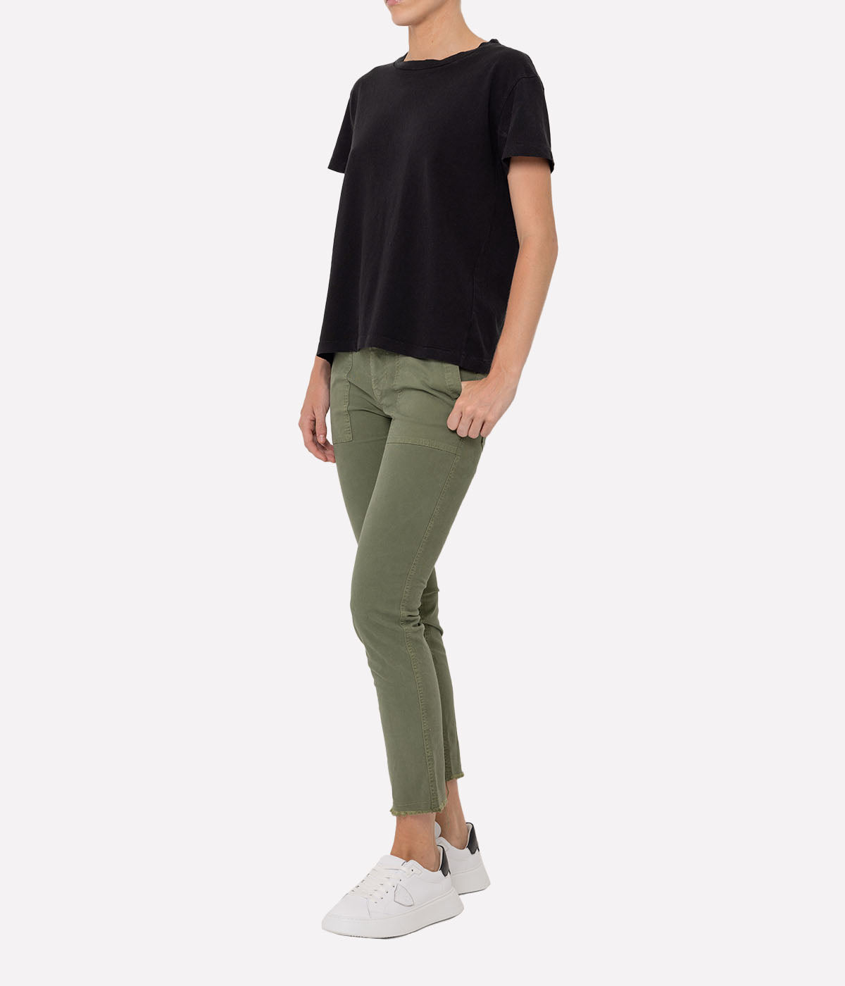 Nili Lotan 'Brady' T-shirt in subtly distressed cotton-jersey with a wide crew neckline, loose silhouette, and made from 100% cotton.