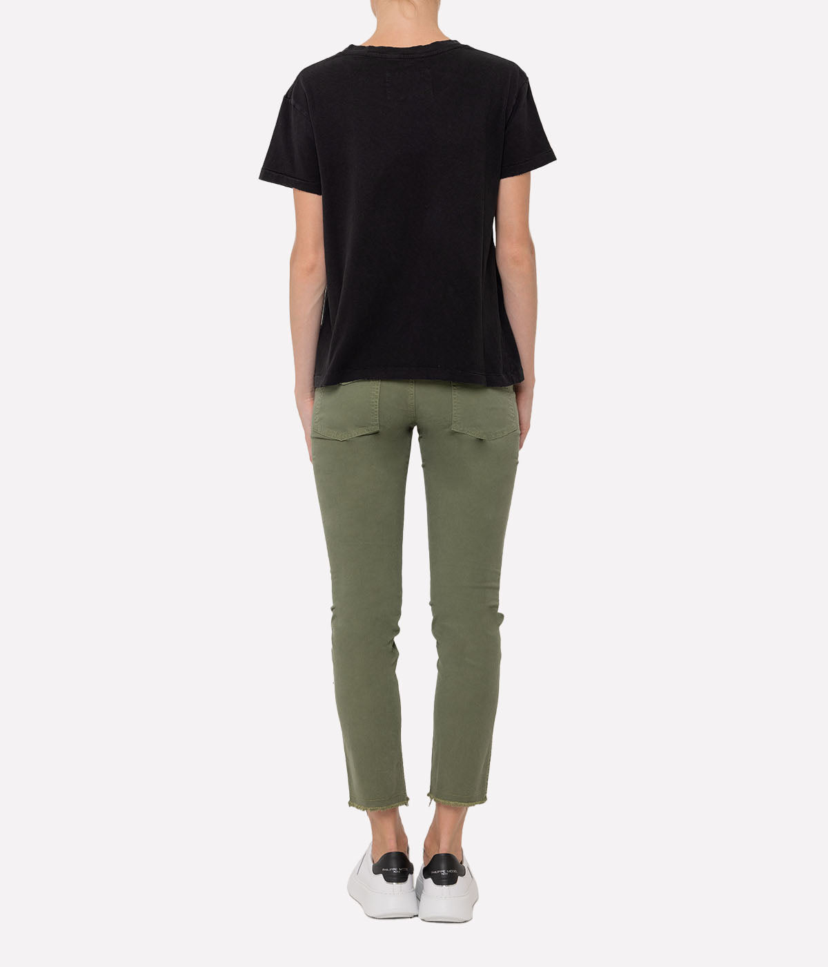 Nili Lotan 'Brady' T-shirt in subtly distressed cotton-jersey with a wide crew neckline, loose silhouette, and made from 100% cotton.