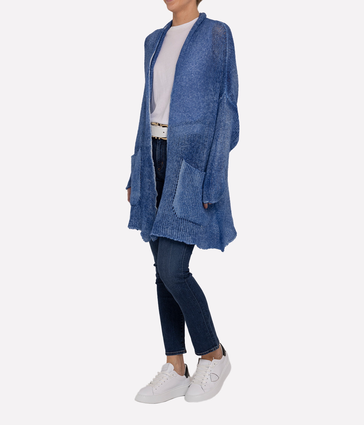 Brushed Cashmere Cardigan in Genziana