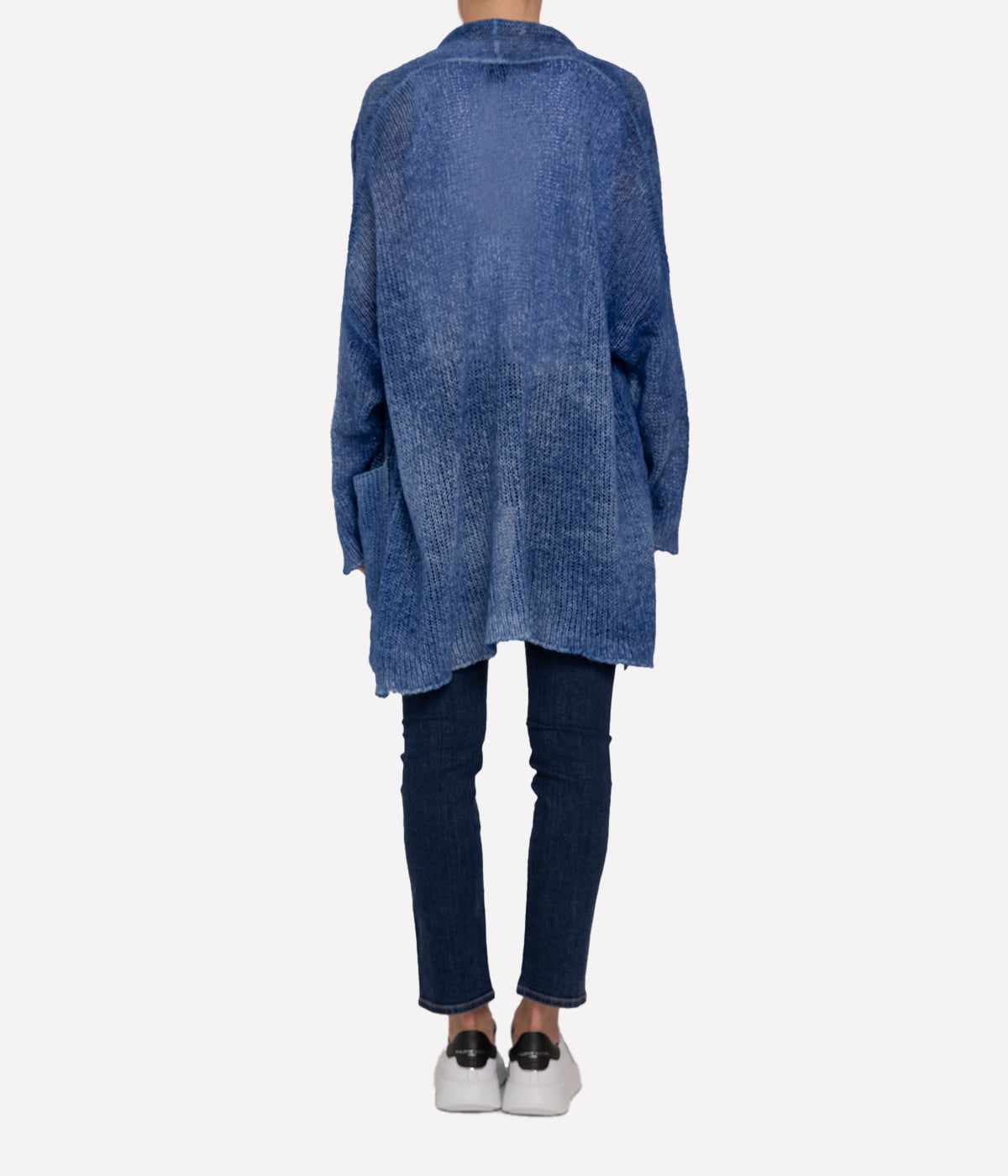 Brushed Cashmere Cardigan in Genziana