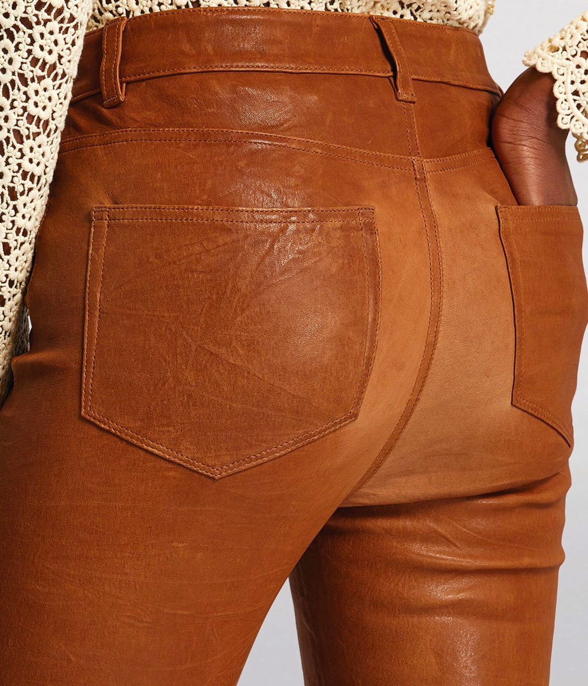 Cindy Leather Pants in Dark Argan