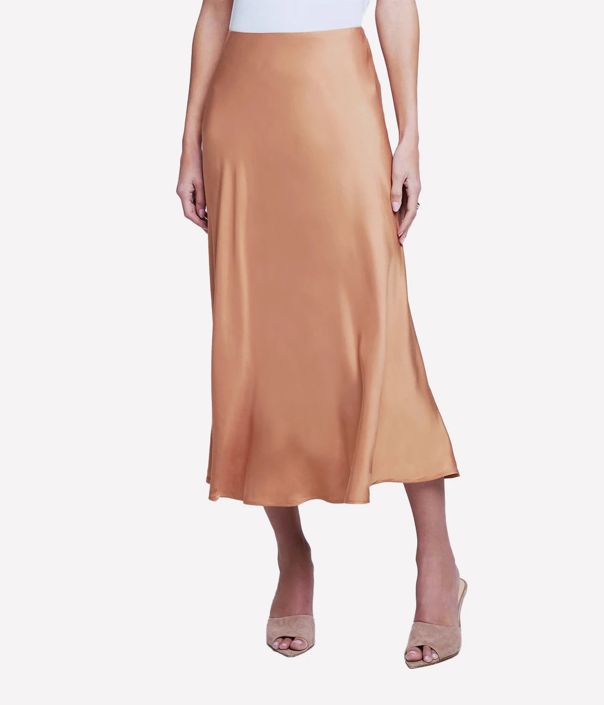 Clarisa Bias Length Skirt in Soft Tan