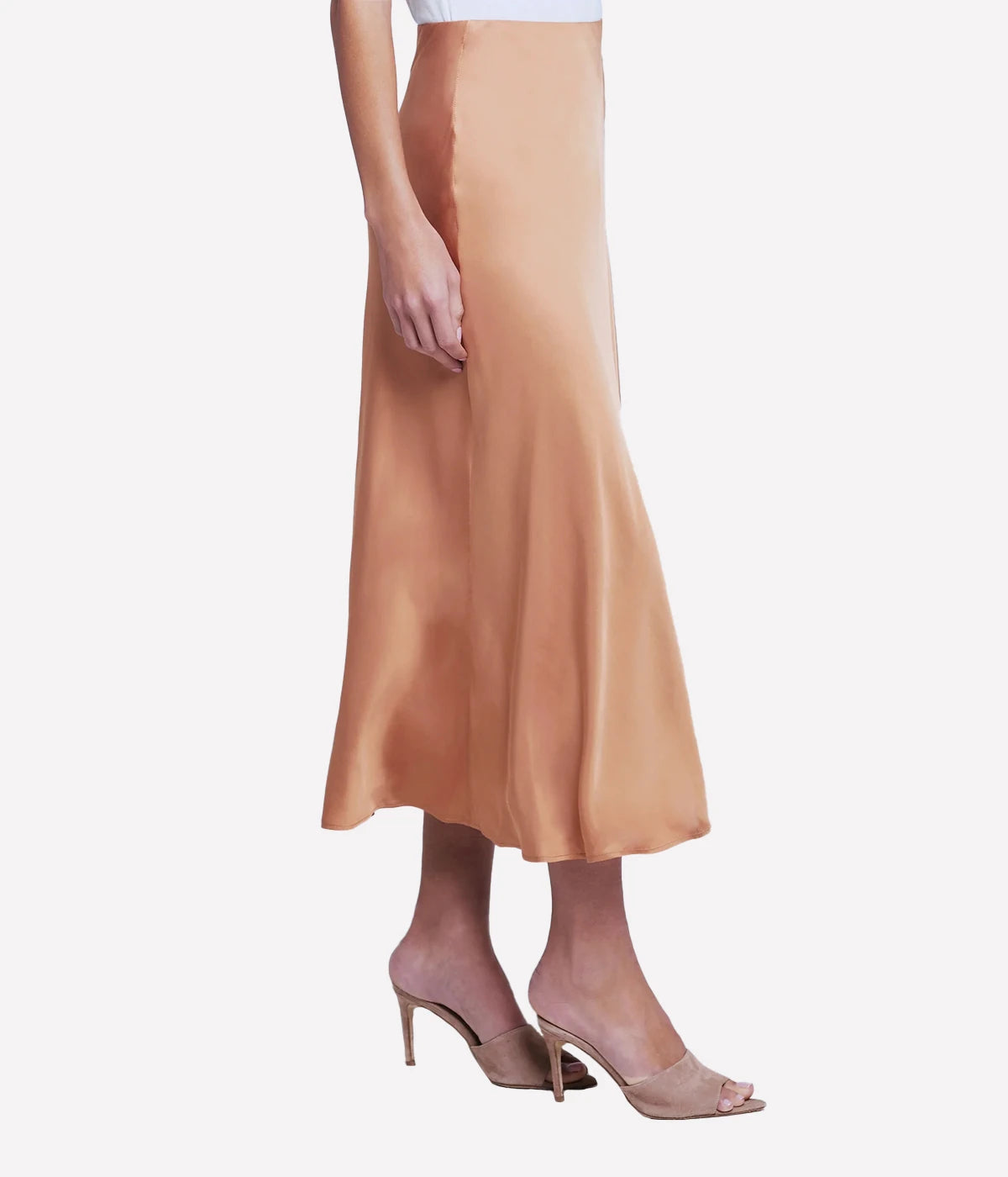 Clarisa Bias Length Skirt in Soft Tan