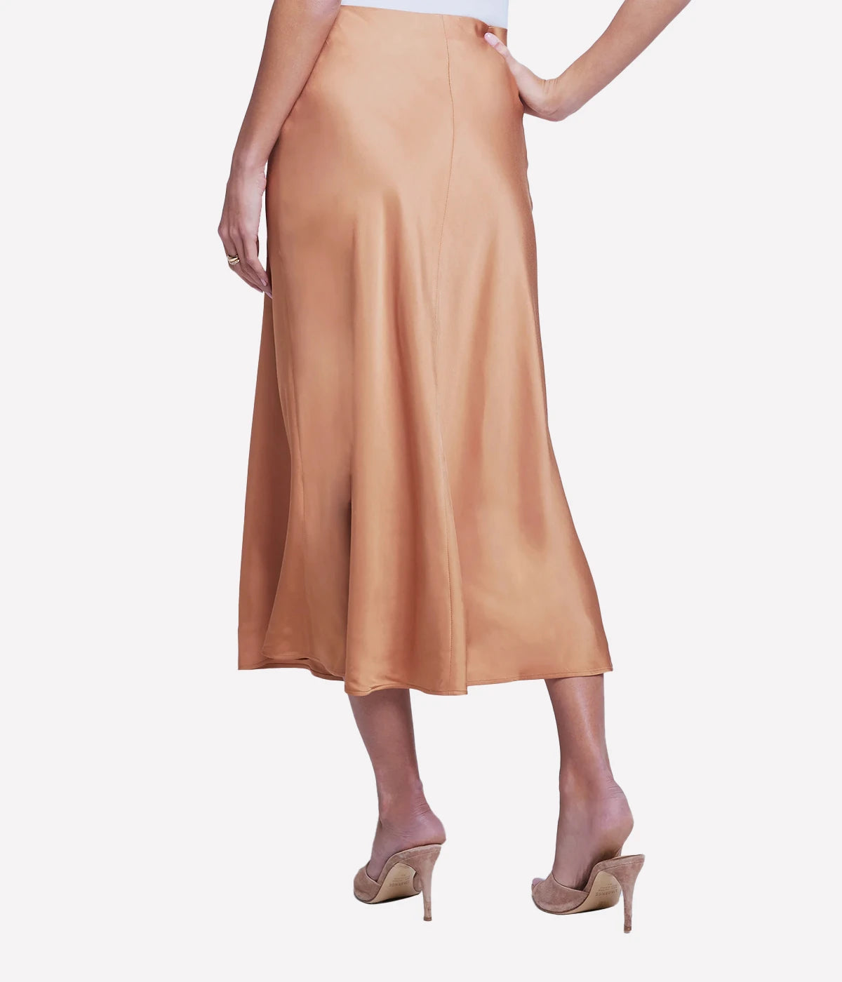 Clarisa Bias Length Skirt in Soft Tan