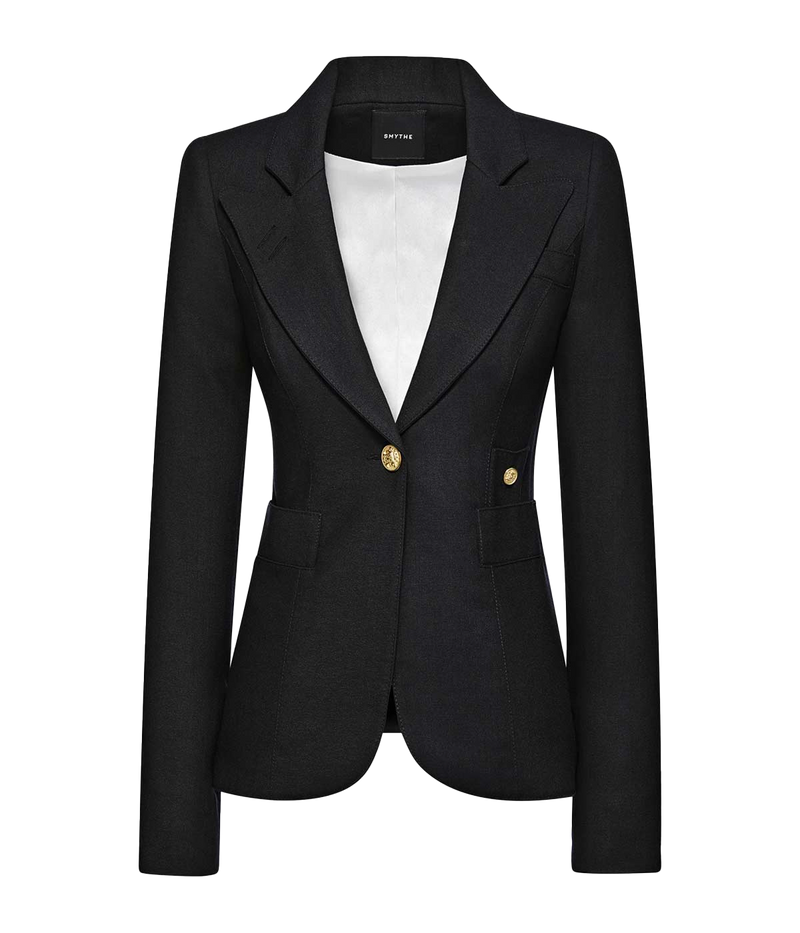 Classic Duchess Blazer by Smythe in wool, featuring brass hardware, a cut-out back detail, and a single-breasted silhouette.