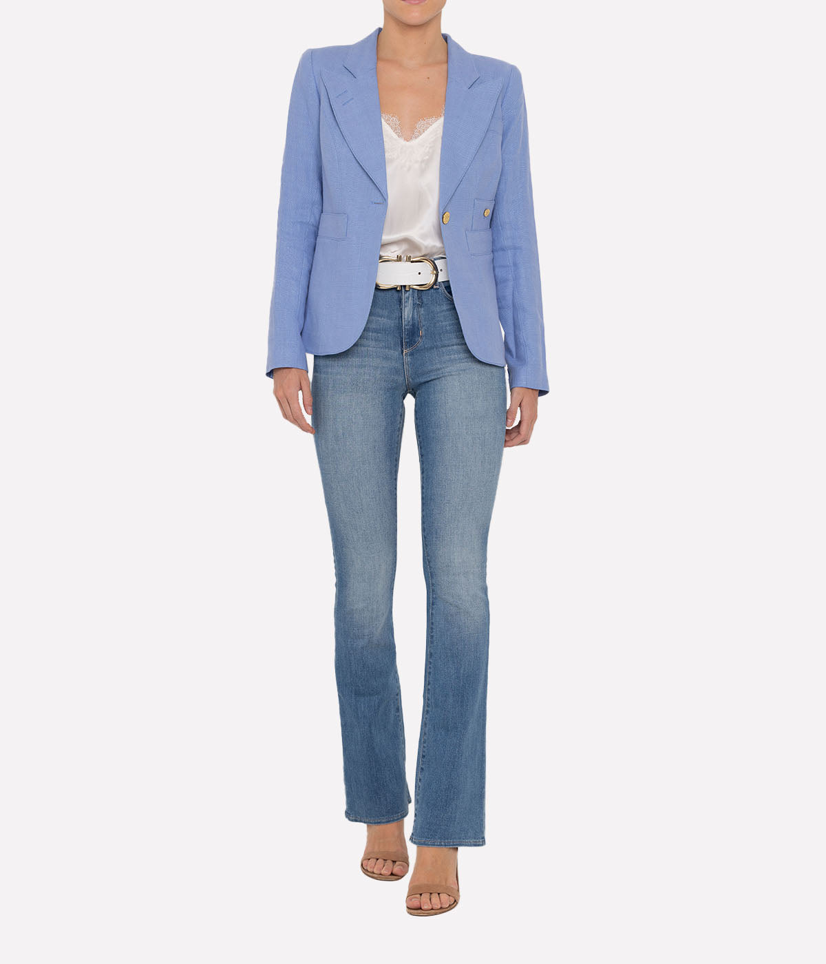 Classic Duchess Linen Blazer in Periwinkle