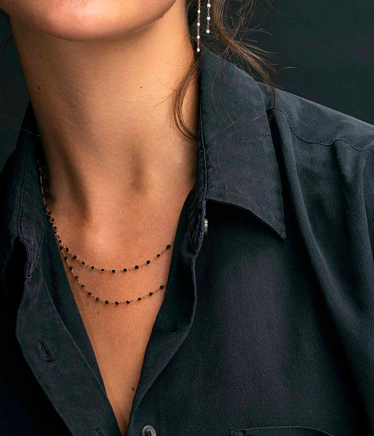 Classic Gigi 42cm Necklace in 18K Yellow Gold & Black