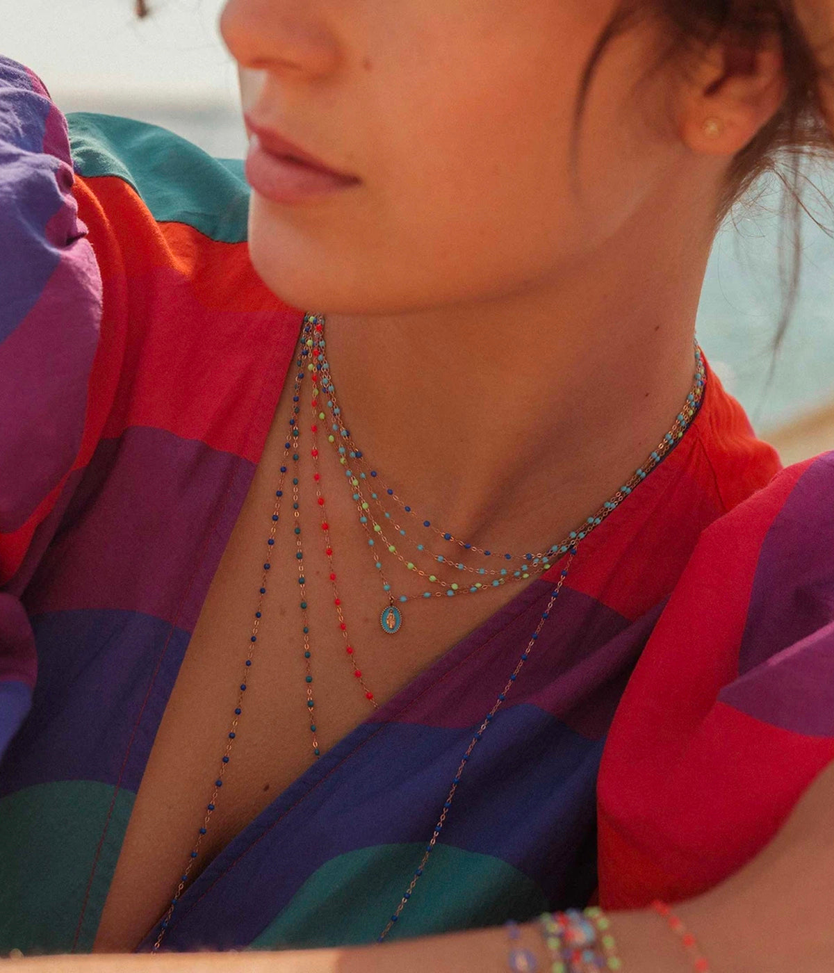 Classic Gigi 42cm Necklace in 18K Yellow Gold & Turquoise