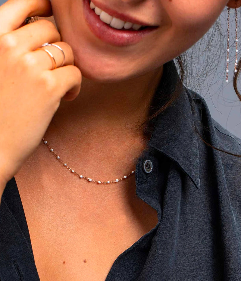 Classic Gigi 42cm Necklace 18K Yellow Gold in White