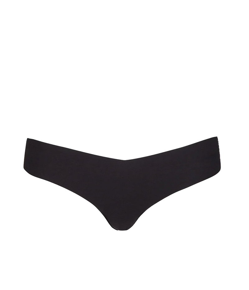 Classic Solid Cotton Thong in Black