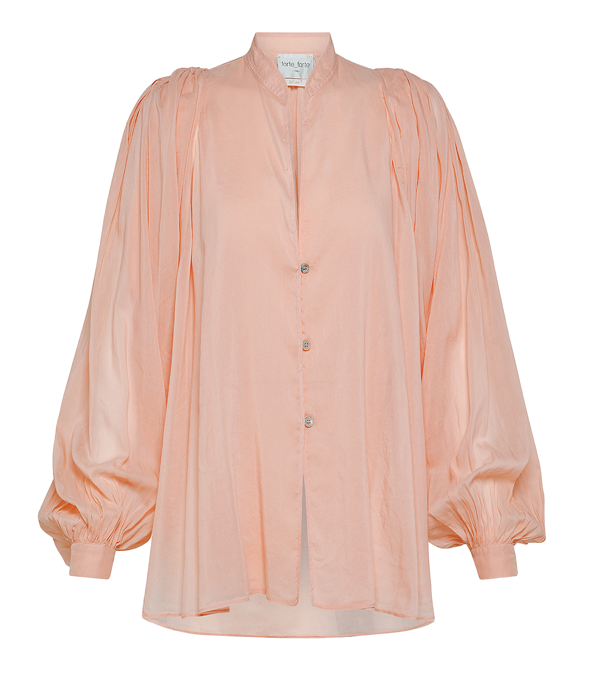 Cotton Silk Voile Wide Sleeve Shirt in Poudre