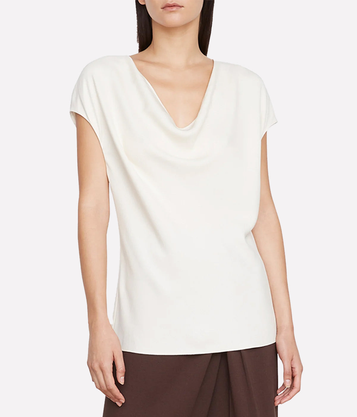 Cowl Neck Cap Sleeve Blouse in Chiffon